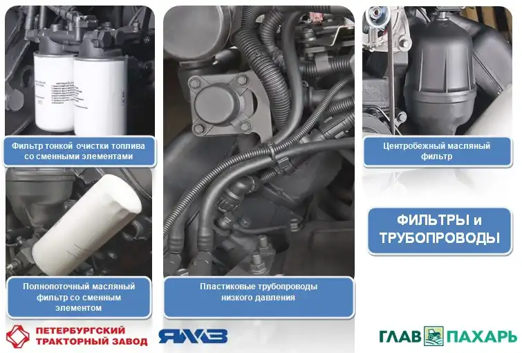 Фильтры и трубопроводы двигателей ЯМЗ-6585 для тракторов Кировец К-7М